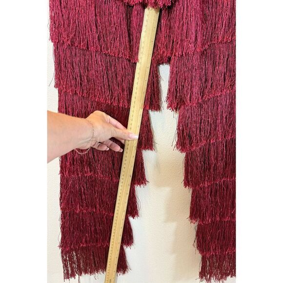 Lavish Alice High Gear Burgundy/Red Fringe Pants Women's Medium - Picture 8 of 11